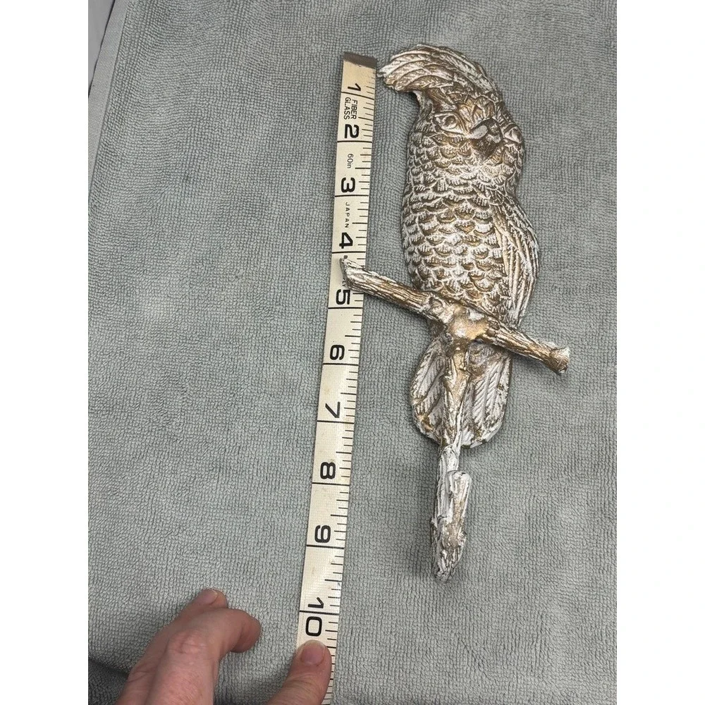 Cockatoo Wall Hook‎ Gold White Tropical Parrot Decorative Bird Hanger 9.5in